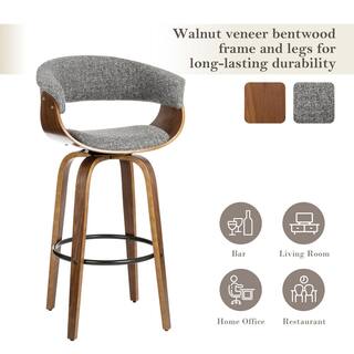 Glitzhome Mid-Century Modern Walnut Swivel Bar Stool (Set of 2) 2000900008