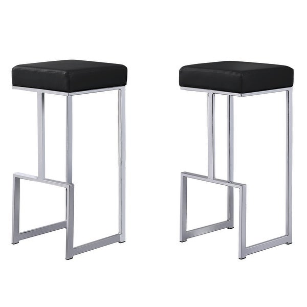 Best Master Furniture Synthetic Leather Silver Bar Stool (Set of 2)