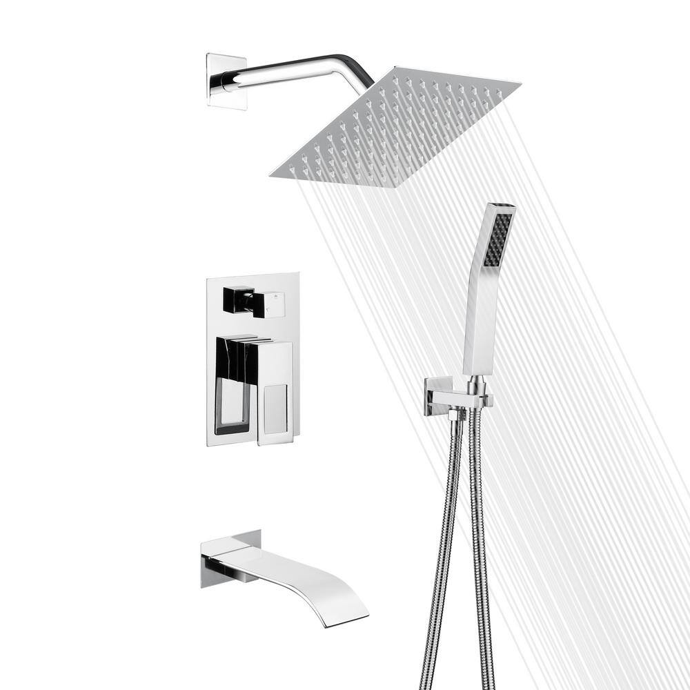 SUMERAIN Contemporary Single Handle 1-Spray Tub and Shower Faucet 5.5 GPM in Chrome (Valve Included) S3233CW-B-HD