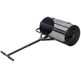 Tidoin 45 lbs. 24 in. Heavy-Duty Metal Handheld Peat Moss Spreader with T Shaped Handle for Planting Seeding Lawn Garden Care GH-YDW4-849