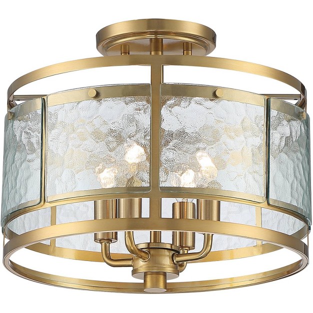 Wide Gold 4 light Water Glass Drum Shade For Bedroom Kitchen House