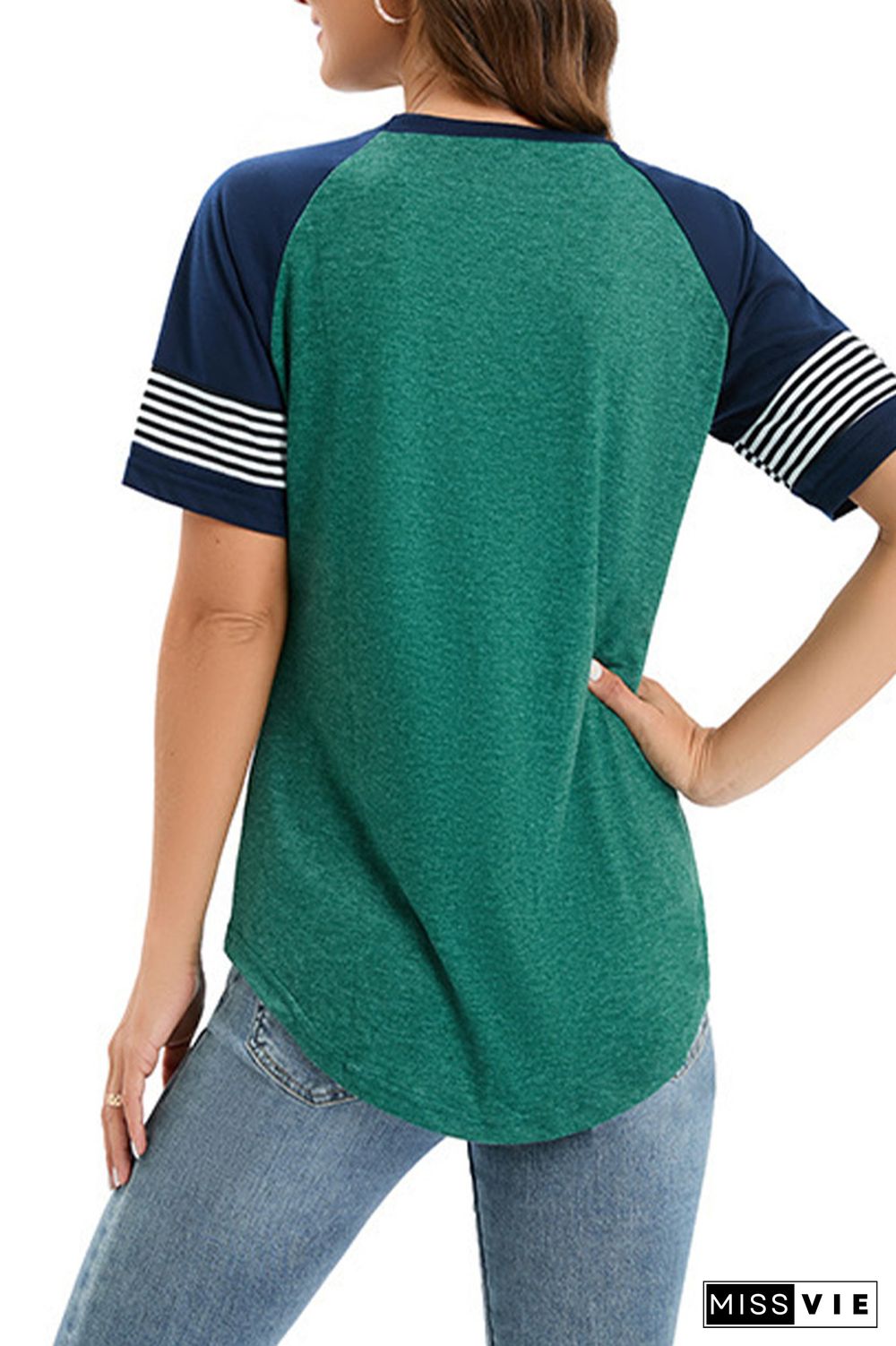 Colorblock Splicing Stripe Tee