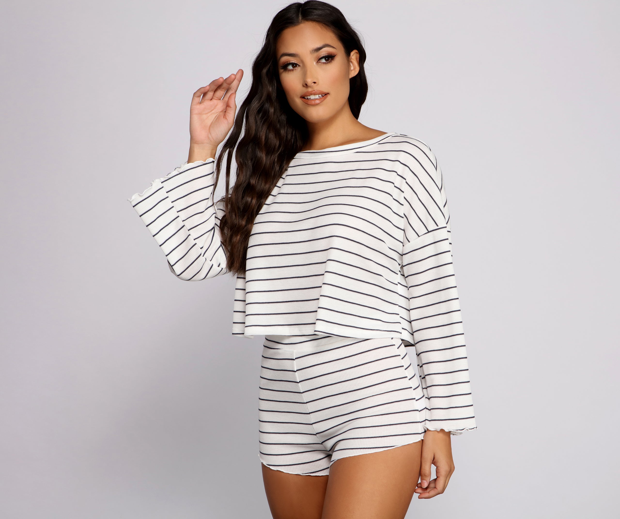 Long Sleeve Stripped Pajama Top