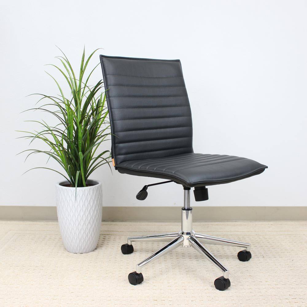 BOSS Office Products Black Contemporary Armless Desk Chair B9534C-BK