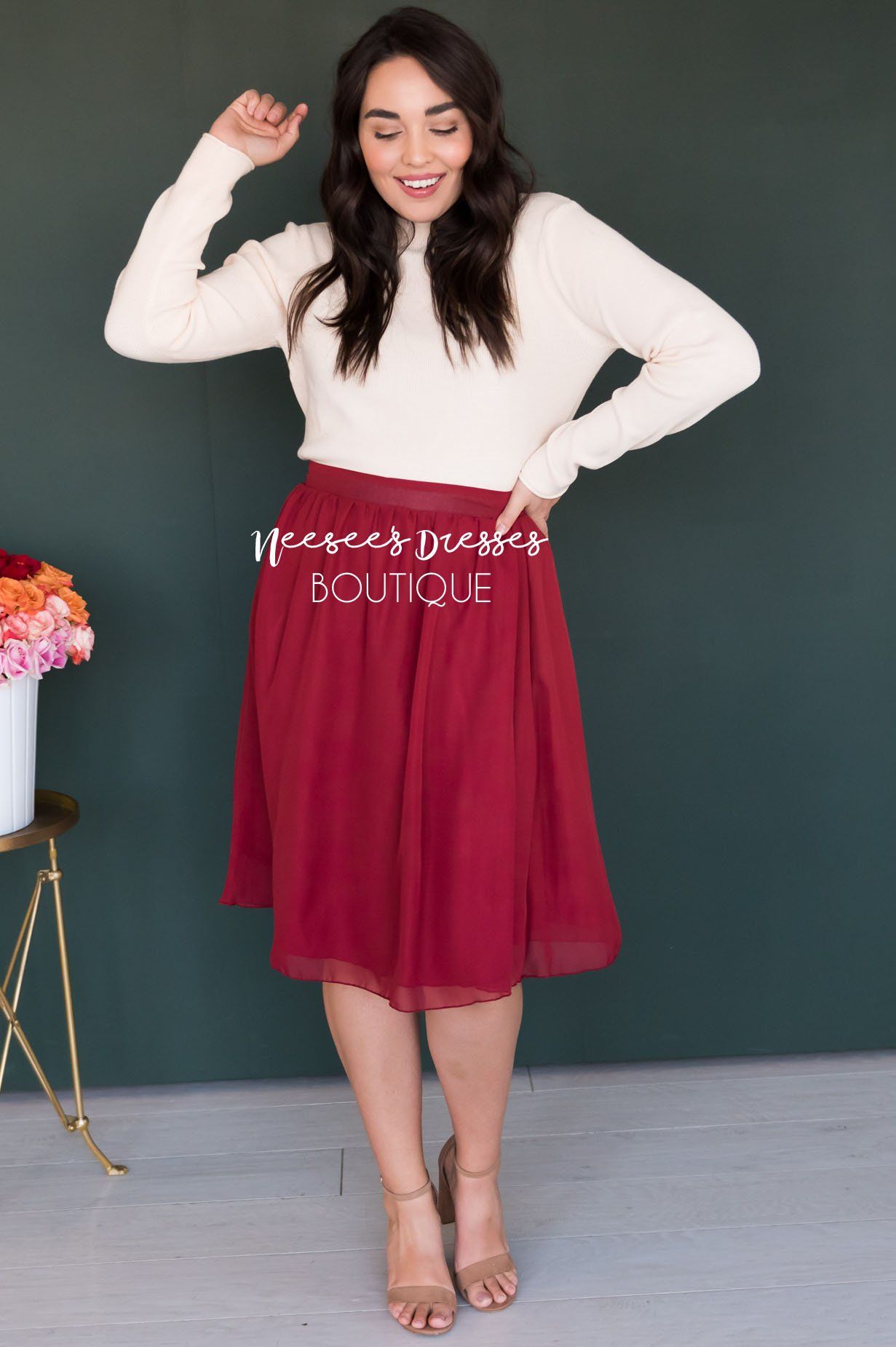 Deep Rust Chiffon Skirt