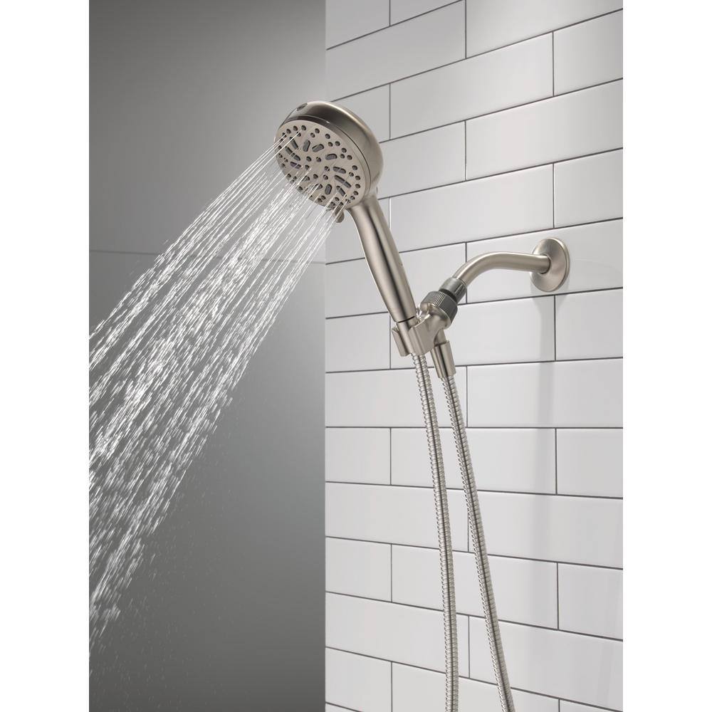 Delta 6-Spray Patterns 1.75 GPM 4.5 in. Wall Mount Handheld Shower Head in Spotshield Brushed Nickel 75740SN