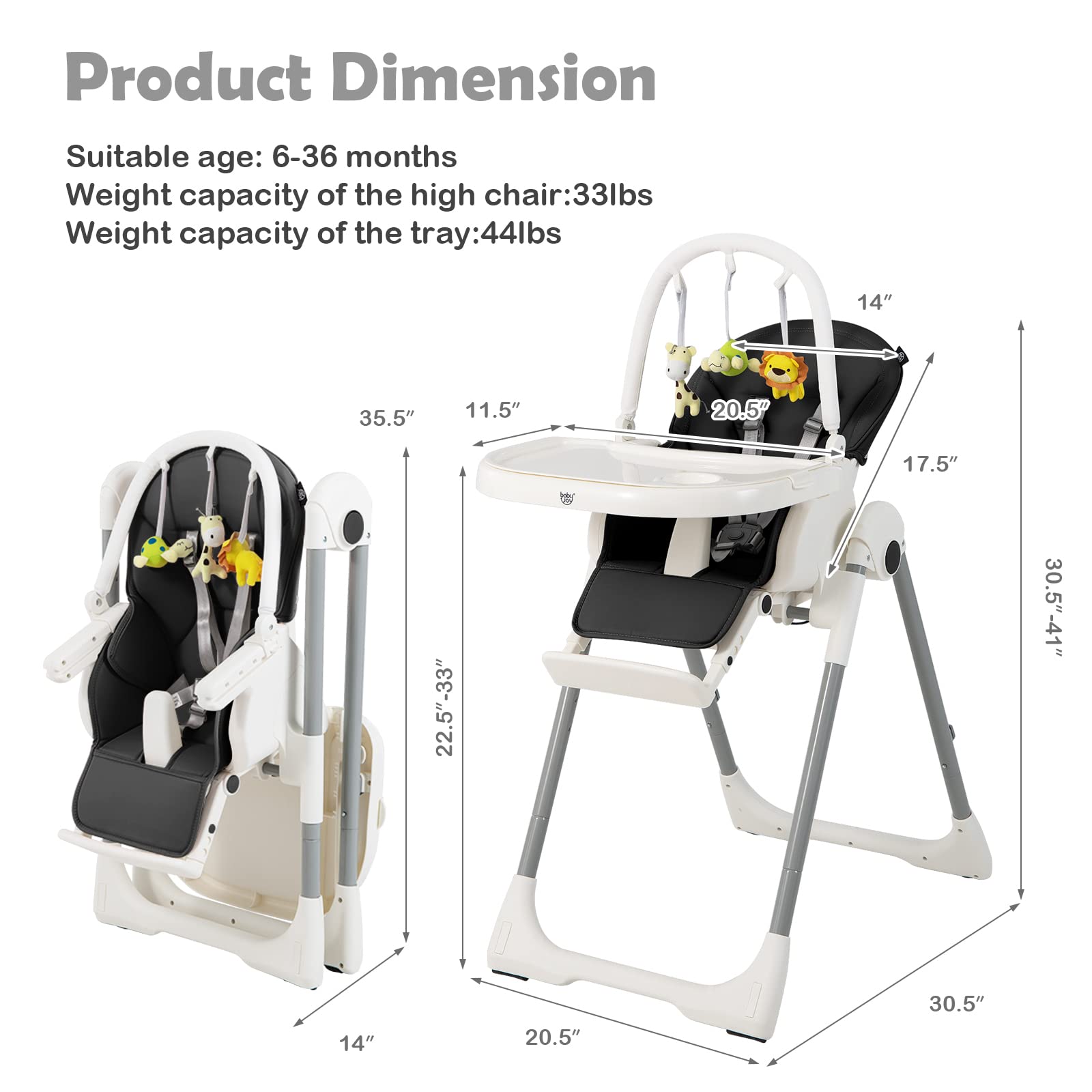 Costzon High Chair, Foldable Highchair