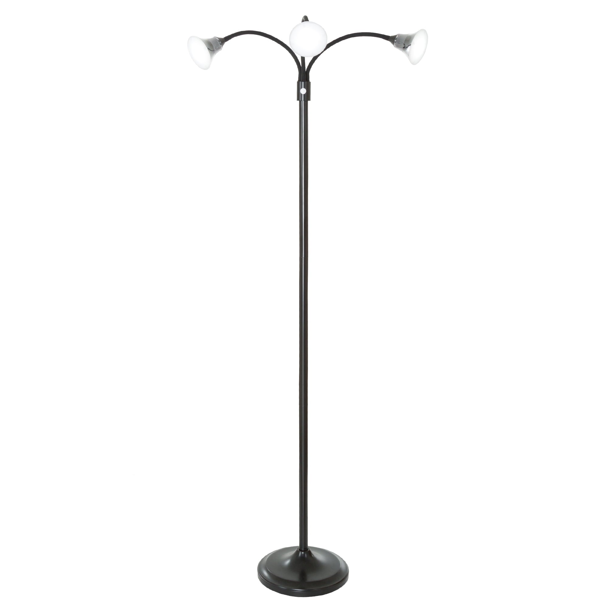 3 Head Floor Lamp, LED Light with Adjustable Arms, Touch Switch and Dimmer (Black) by Lavish Home