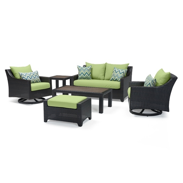 Deco 6 Piece Sunbrella Outdoor Patio Love and Motion Club Seating Set