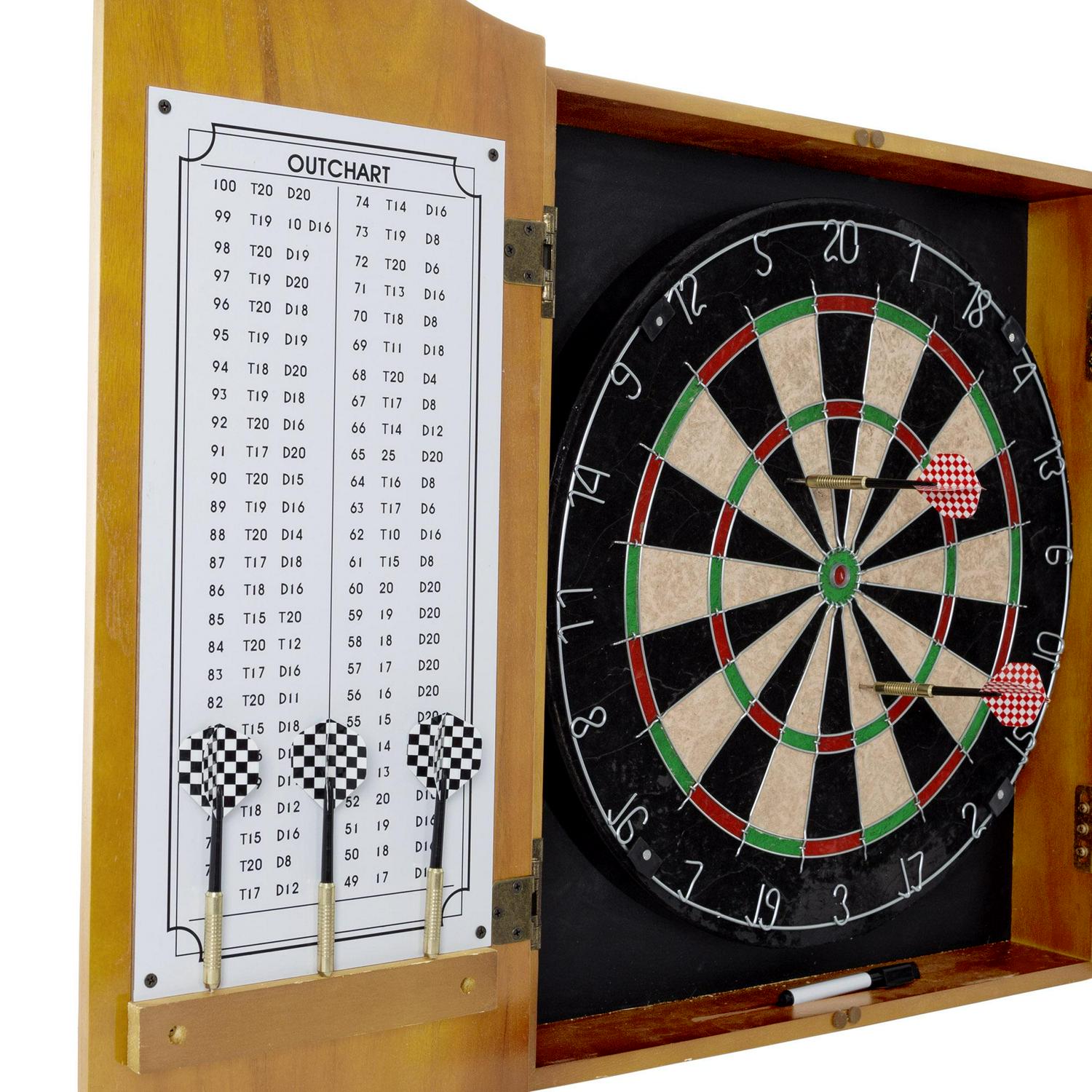 Trademark Global Games Professional Style Solid Wood Dartboard Cabinets Set with Board and Darts