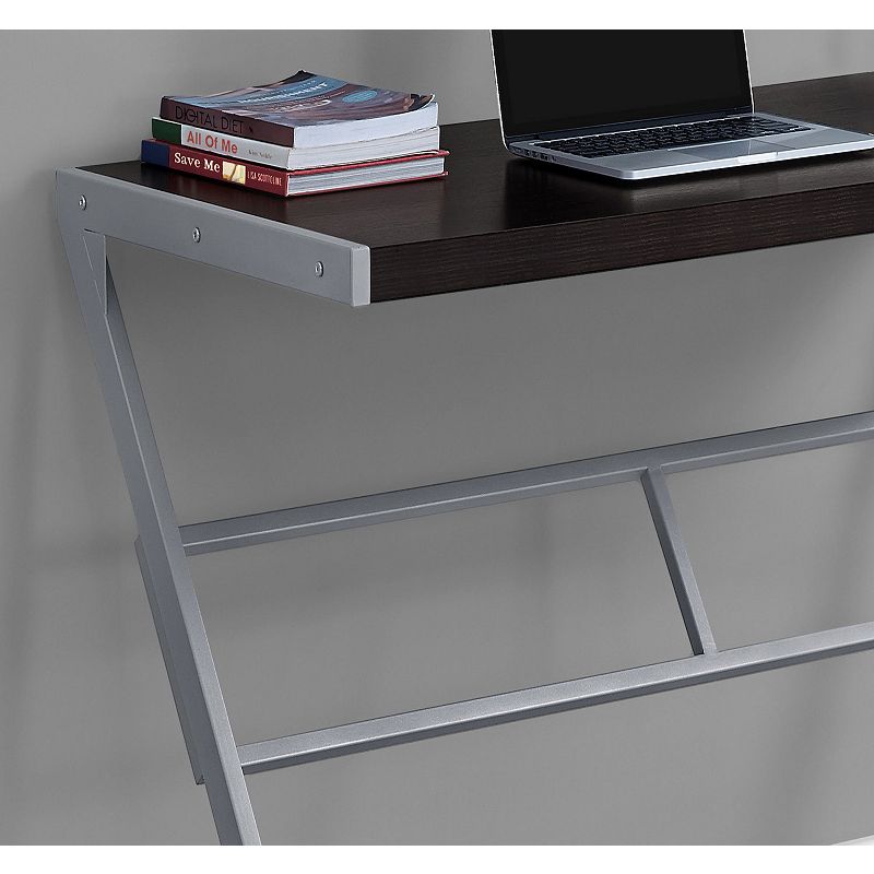 48 Umber Brown and Silver Contemporary Rectangular Computer Desk