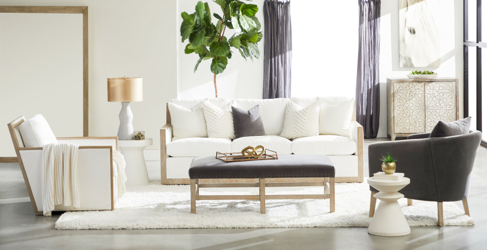 Manhattan Wood Trim Sofa Chair   Transitional   Armchairs And Accent Chairs   by Essentials for Living  Houzz