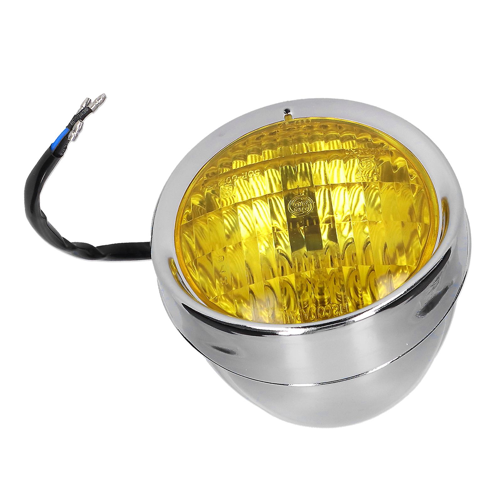 12v 5in Motorcycle Headlight High Brightness Front Lamp Yellow Lens For Retro Motorcycle Waterproof