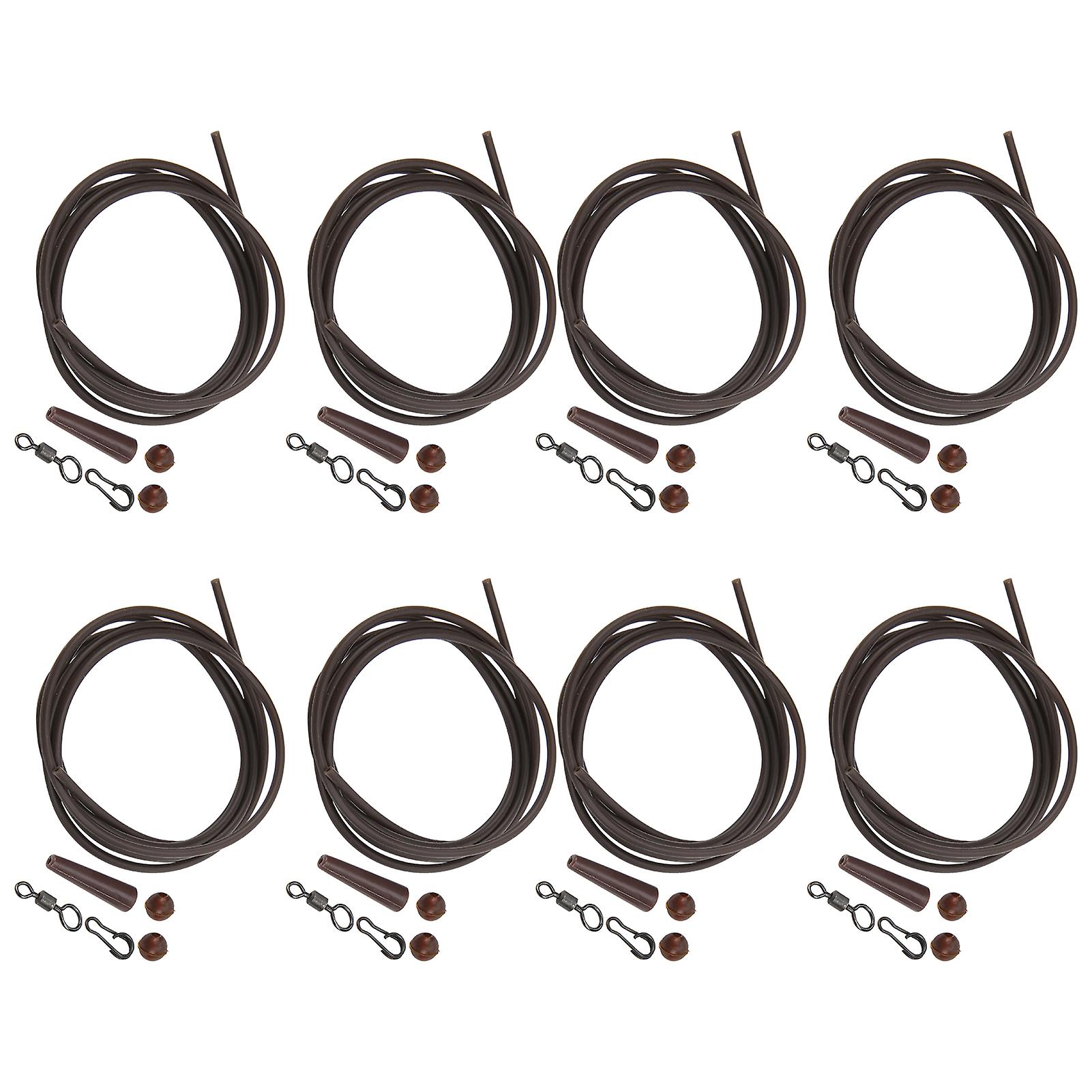 8pcs Abs+copper Alloy Portable Silicone Hair Rigs Swivel Carp Fishing Accessoriesbrown