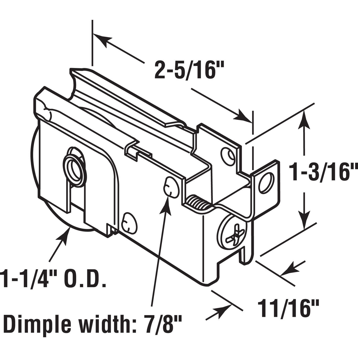 Prime-Line 1-1/4 in. D X 3/8 in. L Steel Patio Door Roller Assembly 1 pk