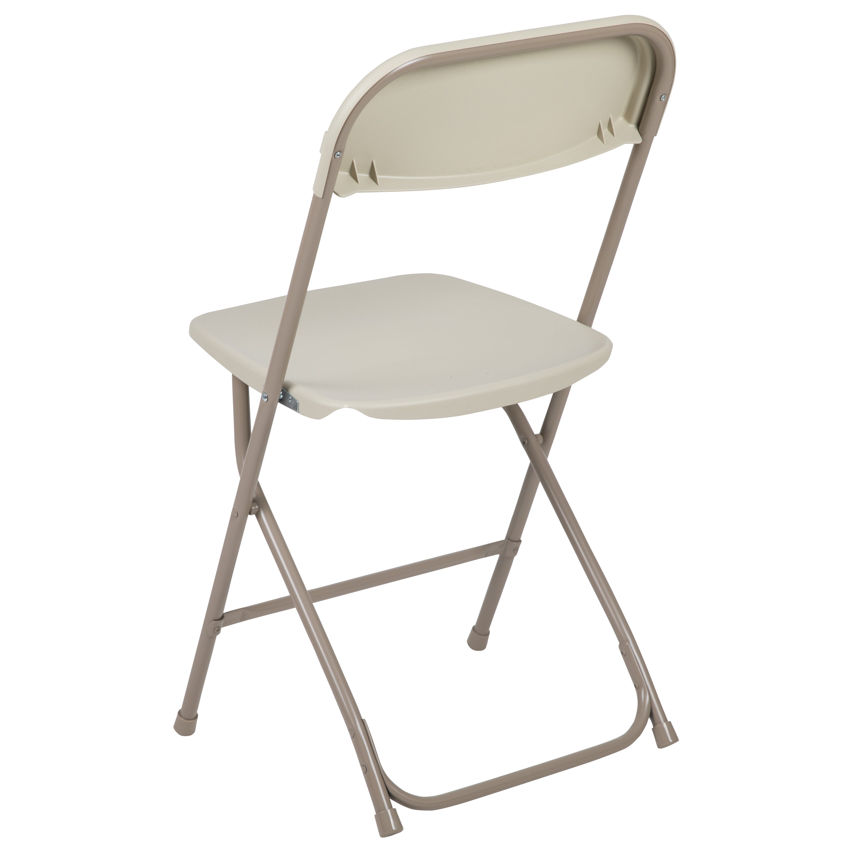 BizChair Folding Chair - Beige Plastic - 2 Pack 650LB Weight Capacity