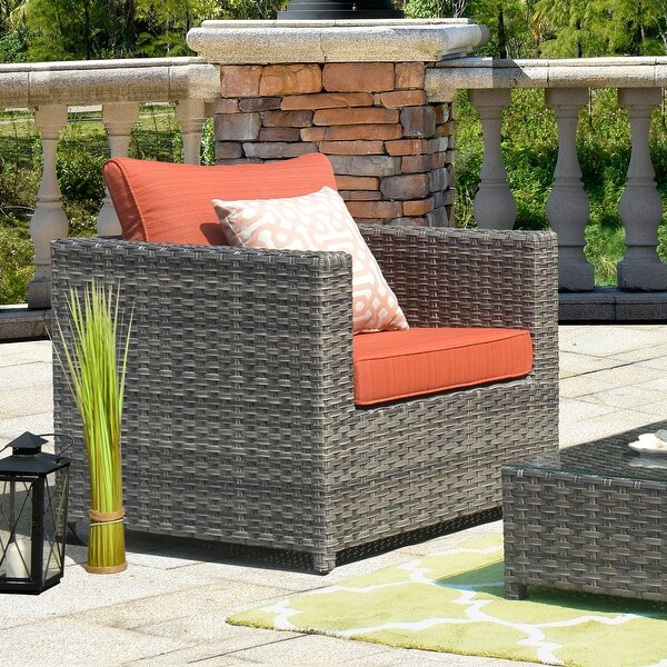 OVIOS Patio Furniture Deep Seat Wicker 6piece Set with Cushions