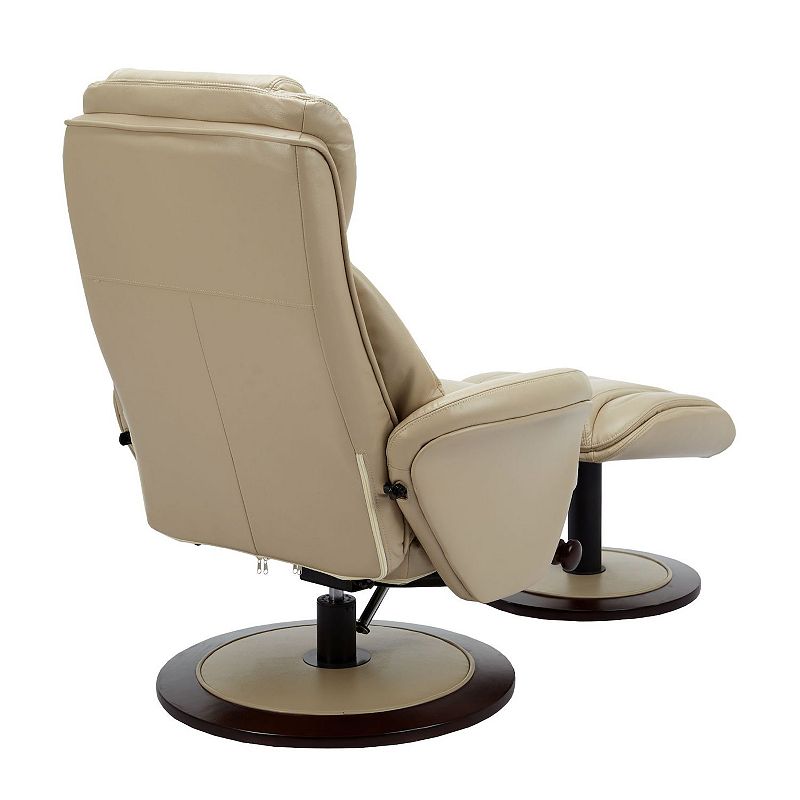 46.25 Ivory and Black Adjustable Swivel Recliner with Ottoman