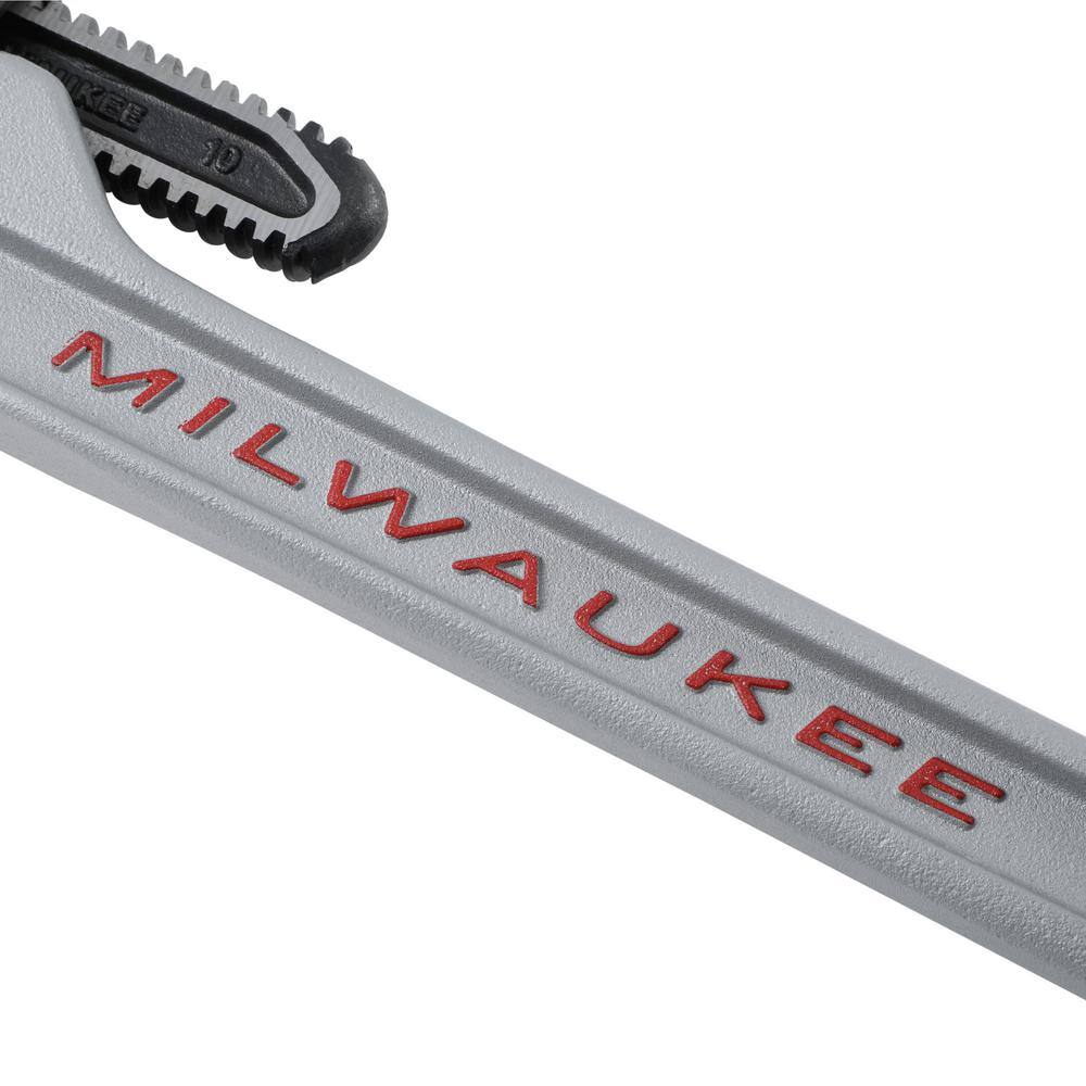 MW 10 in. Long and 14 in. Aluminum Pipe Wrench with Power Length Handle (2-Piece) 48-22-7213-48-22-7214