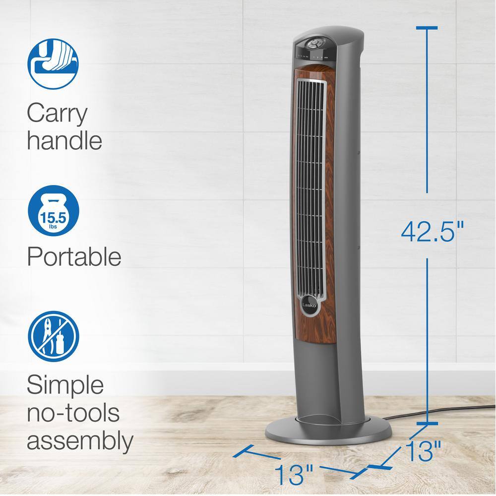 Lasko Wind Curve 42 in. 3-Speed Oscillating Tower Fan with Fresh Air Ionizer and Remote Control 2554