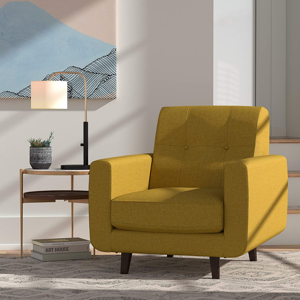 Modern Minimalist Accent Chair  Tapered Legs and Padded Seat   Midcentury   Armchairs And Accent Chairs   by Decor Love  Houzz