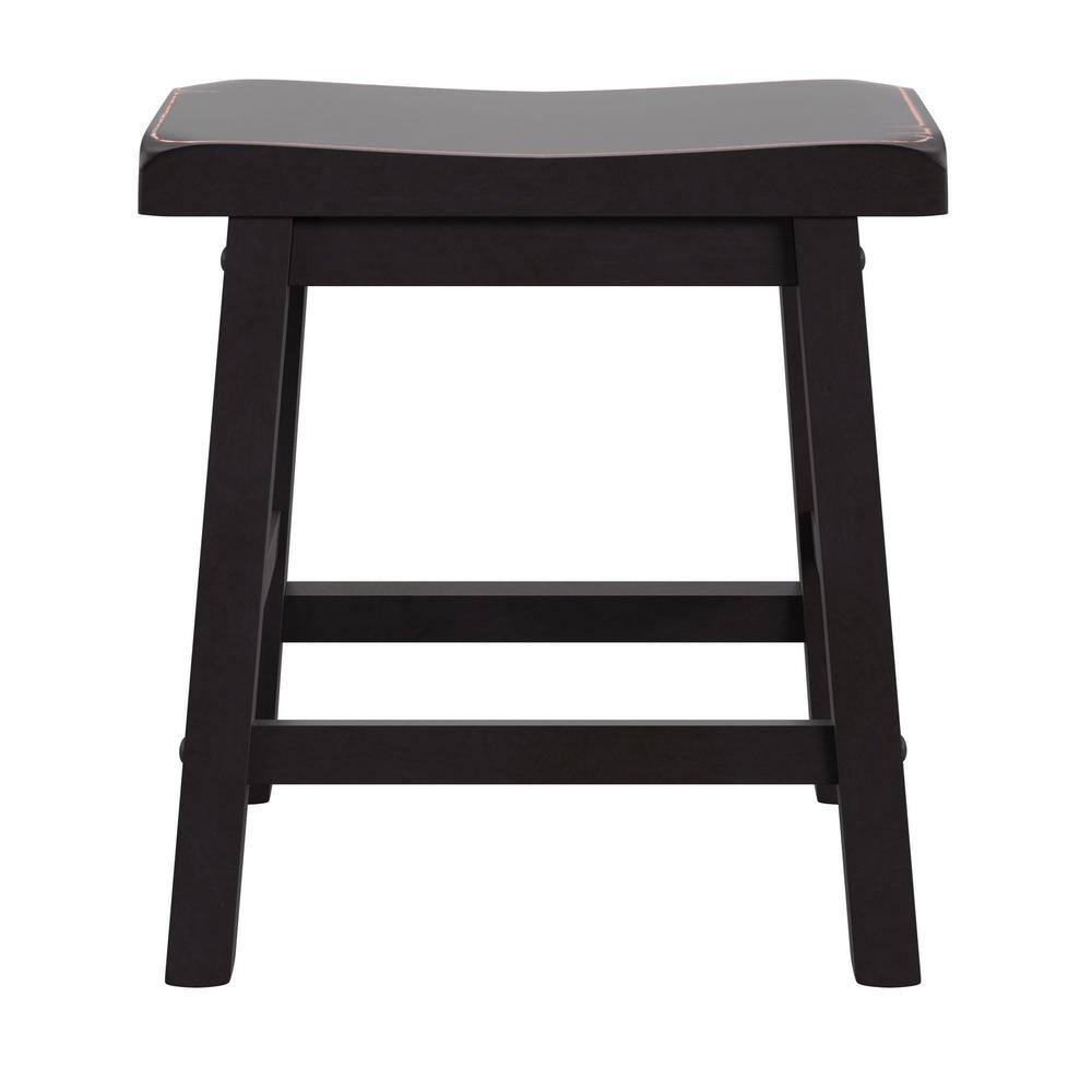 HomeSullivan Black Saddle Seat 18-Inch Backless Stools (Set Of 2) 405302BK-18(3A)