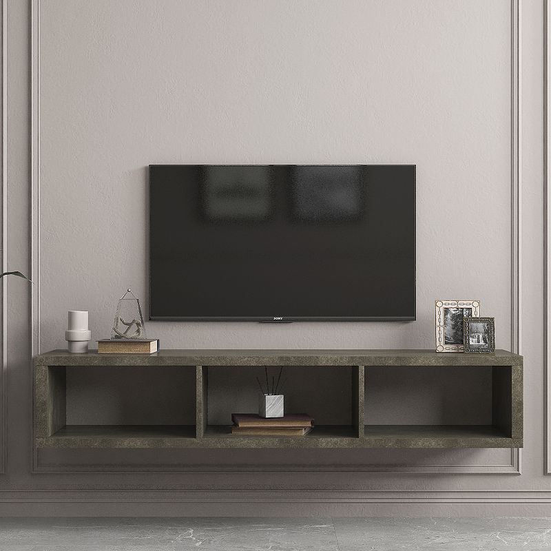 Shallow Floating TV Console， 60， Grey