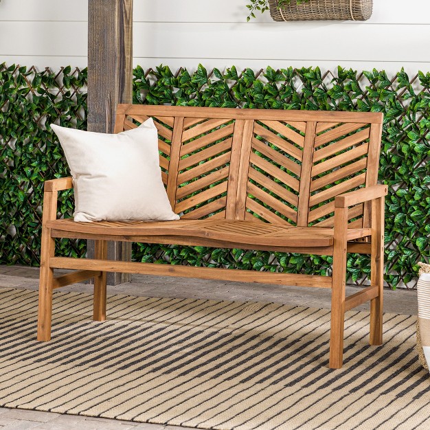 Slatted Chevron Acacia Wood Patio Loveseat Saracina Home