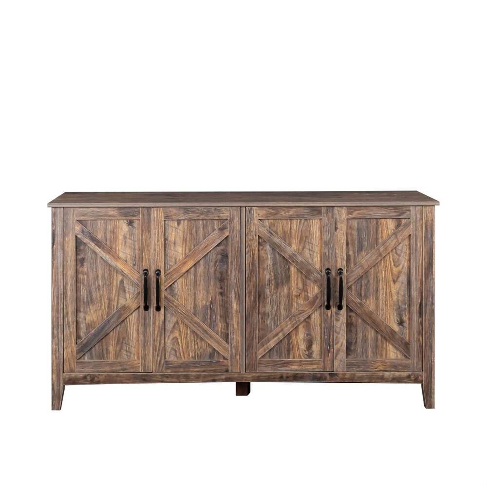 Freestanding Sideboard Storage Cabinet with 4 Doors and 4 Open Shelgves