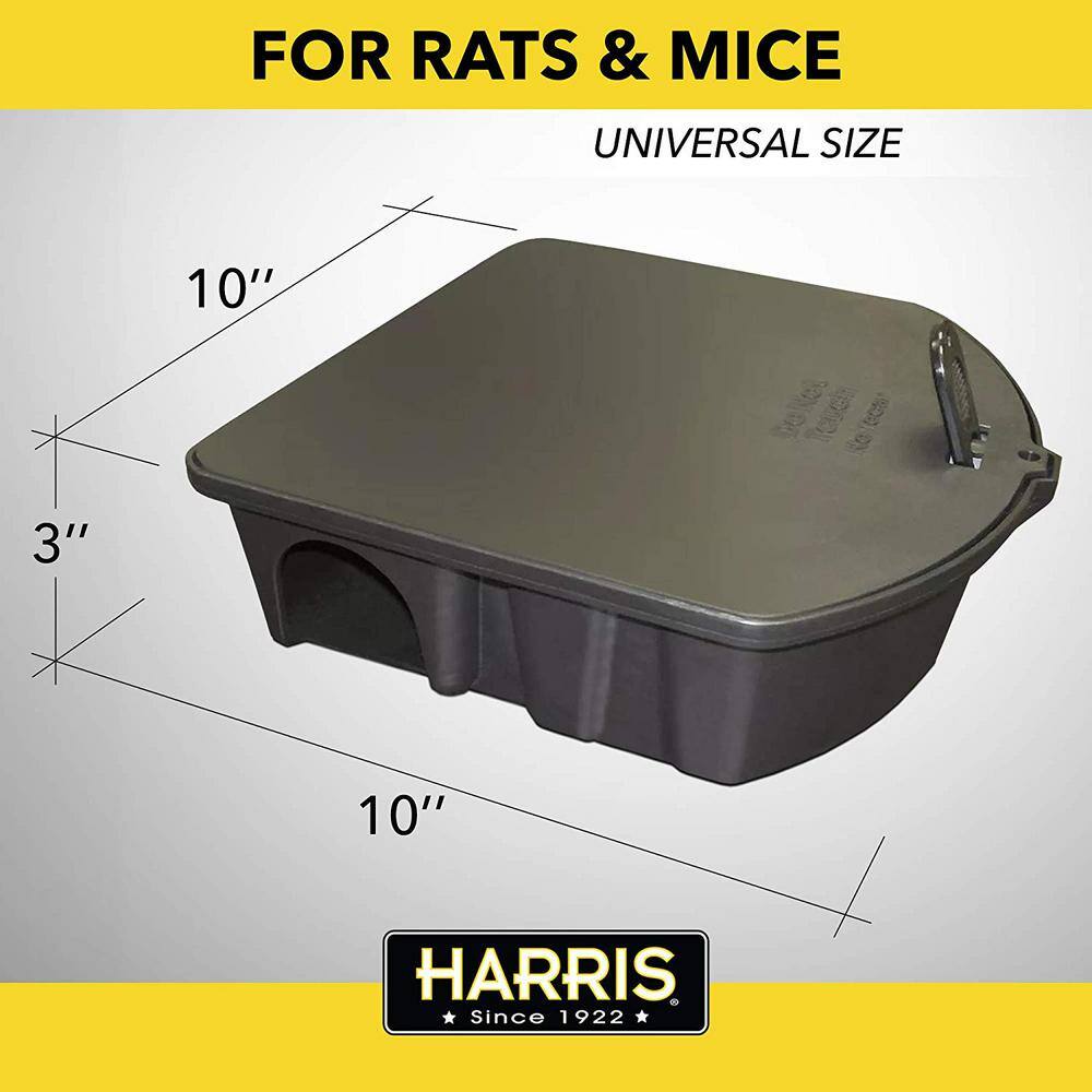 Harris 4 lbs.64 Bars All Weather Rat and Mouse Killer and 3 Locking Rat and Mouse Refillable Bait Stations HRB64-3RATBOX