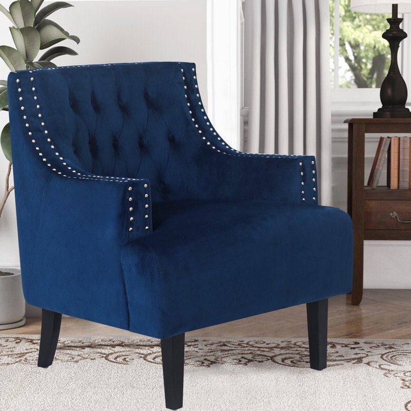 Adeco Accent Chair Armchair Mid Century Modern Velvet Sofa Chair