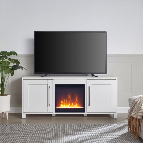 Chabot Rectangular TV Stand with Crystal Fireplace for TV's up to 65