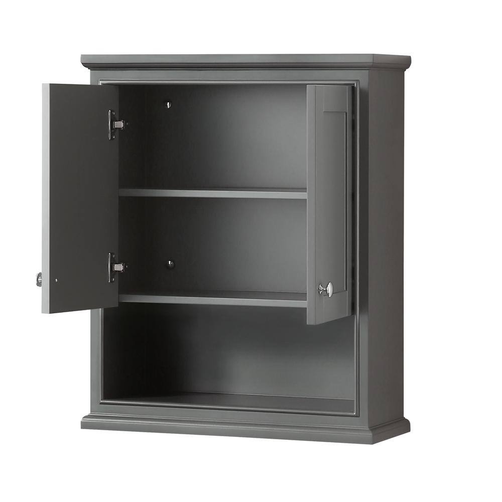 Wyndham Collection Deborah 25 in. W x 30 in. H x 9 in. D Bathroom Storage Wall Cabinet in Dark Gray WCS2020WCDK