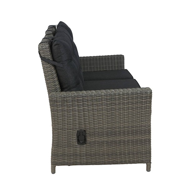 Asti Wicker 3 Seat Reclining Sofa With Cushions Gray Alaterre Furniture