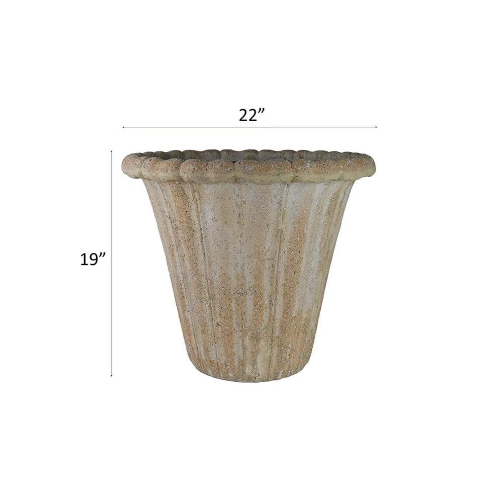 Classic Home and Garden 22 in. Natural Lava Stone Flower Pot Planter LS6000