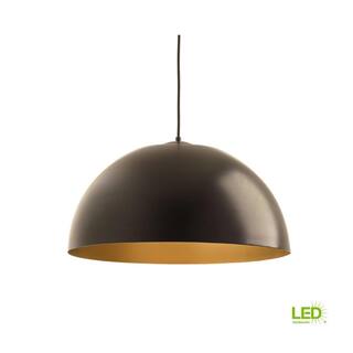 Progress Lighting Dome Collection 16in. 29-Watt Antique Bronze Integrated LED Modern Cord Hung Kitchen Pendant P5342-2030K9