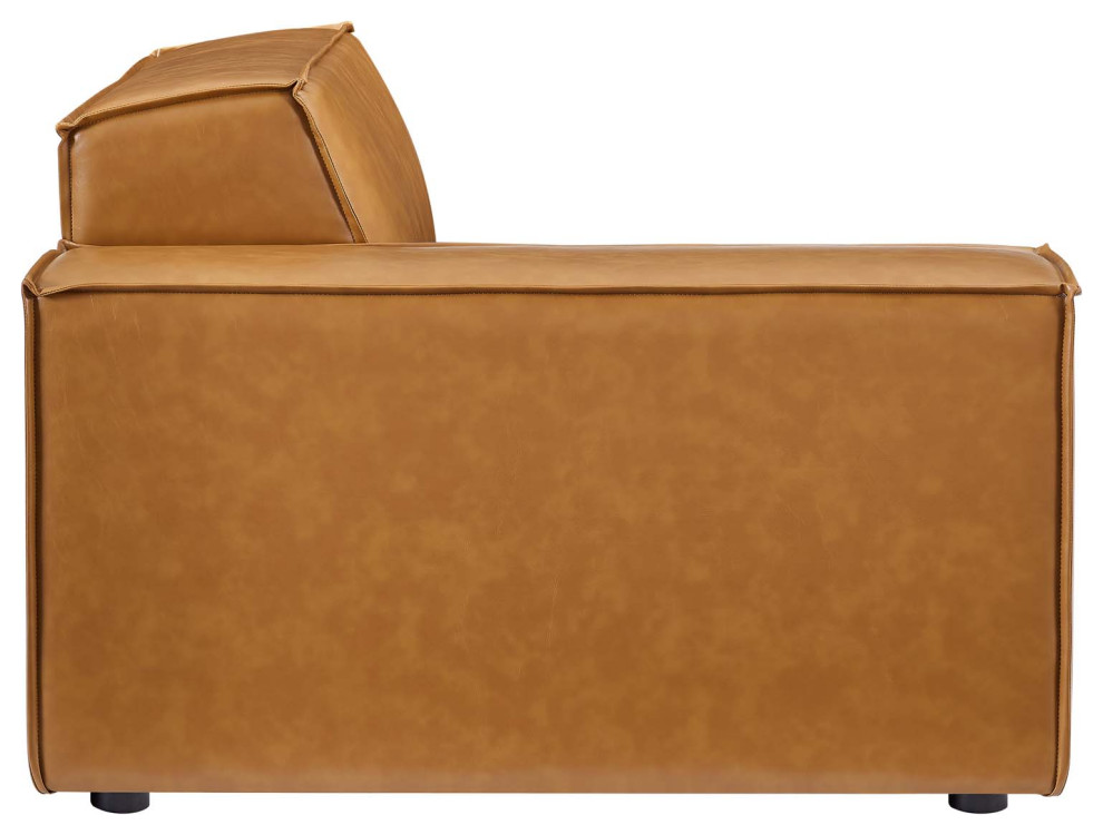 Restore 5 Piece Vegan Leather Sectional Sofa  Tan   Contemporary   Sectional Sofas   by Homesquare  Houzz