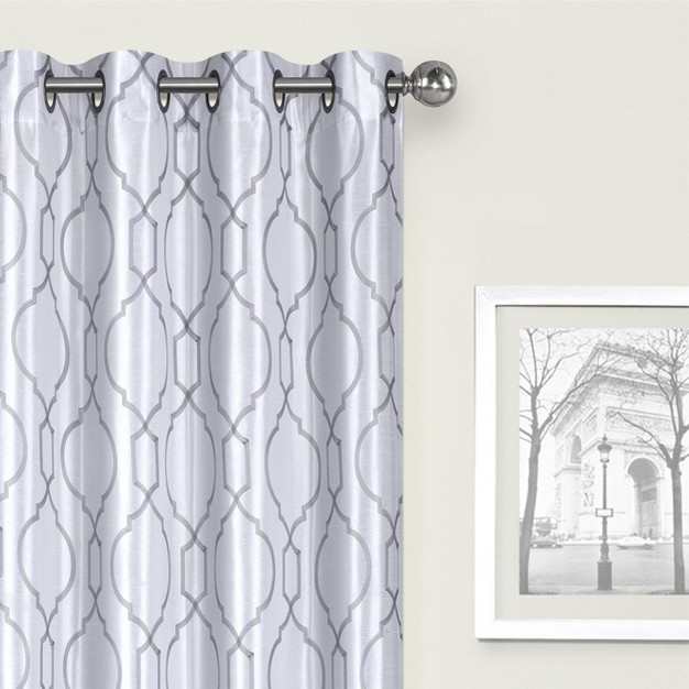 Kate Aurora 2 Pack Embroidered Trellis Semi Sheer Grommet Curtains