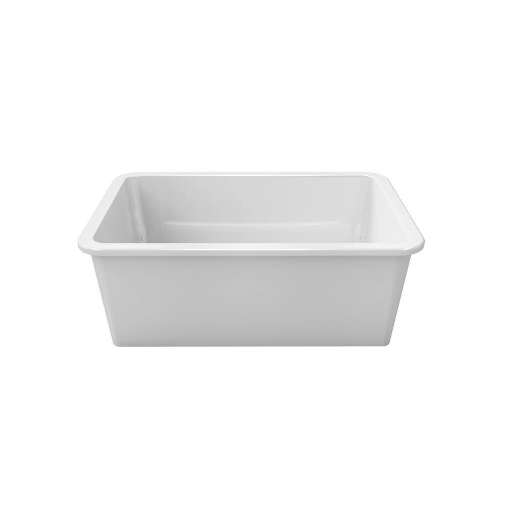 LaToscana La Toscana White Fireclay 30 in. Single Bowl Dual Mount Kitchen Sink LUM3019W