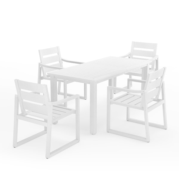 LUE BONA 5Piece HDPS Rectangular Patio Dining Set with Slatted Table Top and outdoor Armchairs