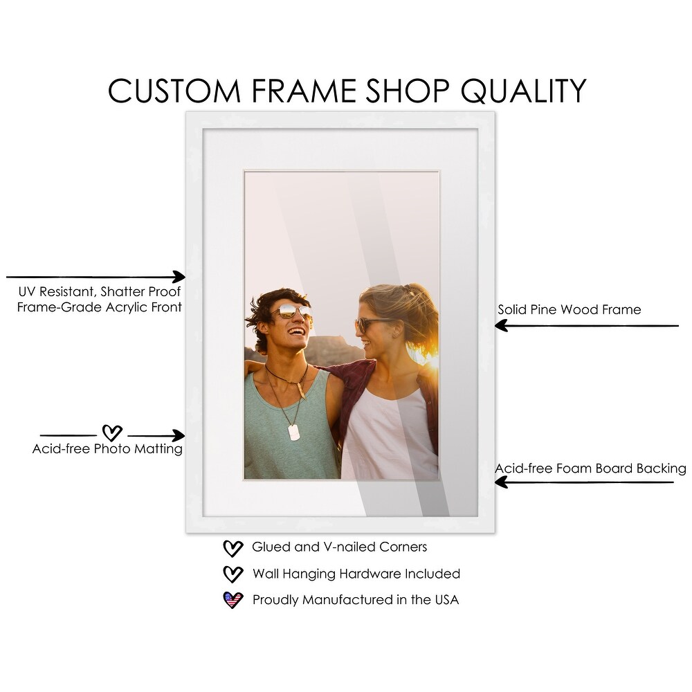 32x42 White Picture Frame with 29.5x39.5 White Mat Opening for 30x40