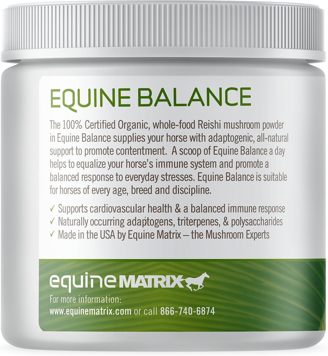 Equine Matrix Balance Organic Mushroom Powder Horse Supplement， 300-gram tub