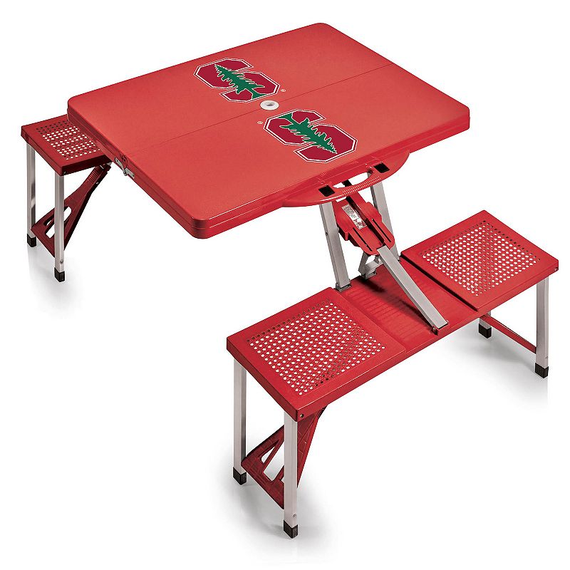 Picnic Time Stanford Cardinal Picnic Table Portable Folding Table with Seats