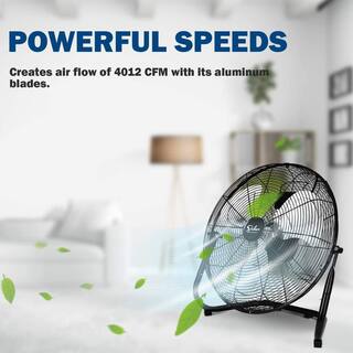 Aoibox 12 in. 3-Speed High-Velocity Industrial Heavy Duty Metal Floor Fan in Black with Tilting Head for OutdoorIndoor Use SNSA10IN011