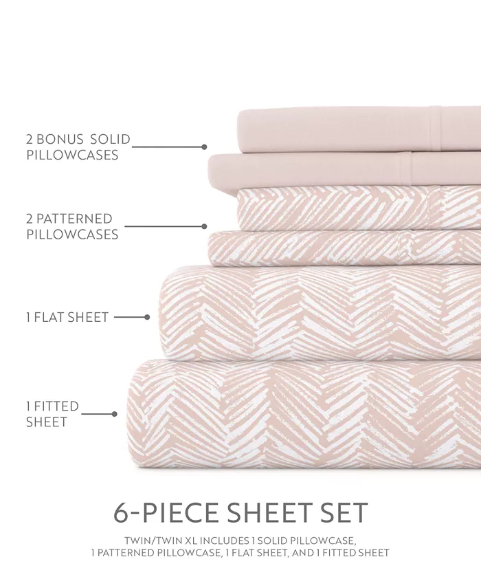 Kaycie Gray Herringbone Easy Care 6-Pc. Sheet Set， Twin