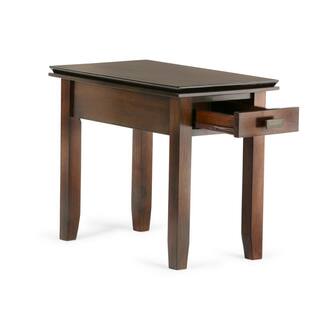 Simpli Home Artisan Solid Wood 14 in. Wide Rectangle Transitional Narrow End Side Table in Russet Brown AXCRART05-RUS