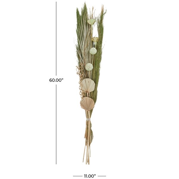 Green Dried Plant Handmade Tall Assorted Bouquet Pampas Grass Natural Foliage with Palm Leaf Accents