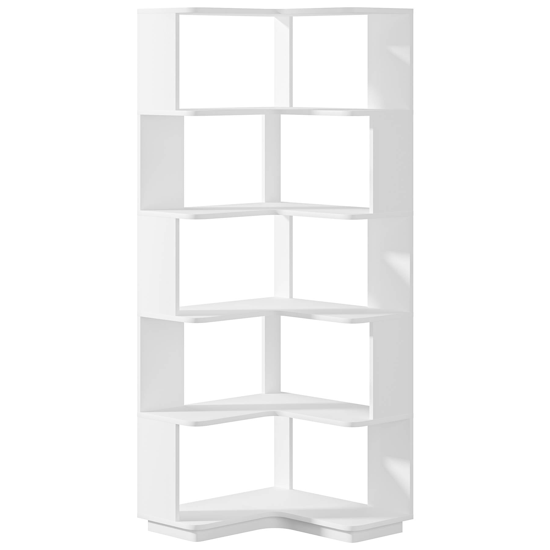 6-Tier Corner Bookshelf, 64.96 Corner Bookcase with Anti-Drop Panel