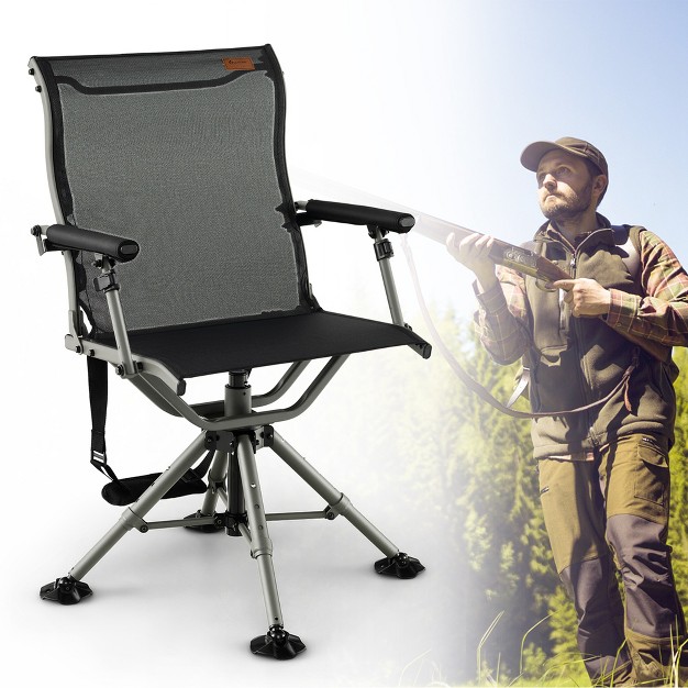 Costway 360 Degree Silent Swivel Hunting Chair W All terrain Feet Pads Support 400 Lbs