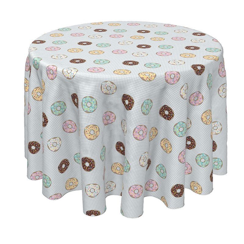 Round Tablecloth， 100% Polyester， 90 Round， Sprinkle Donuts